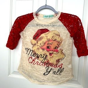 Southern Grace Boutique girls Merry Christmas Y’all Shirt GUC